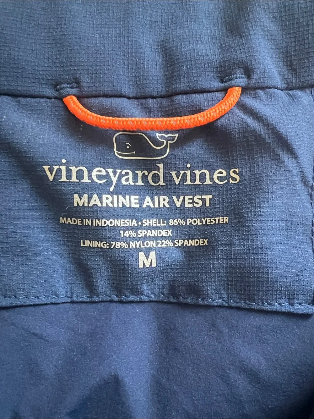 Boys Vinyard Vines light puffer vest Sea Island logo size Medium marine air vest